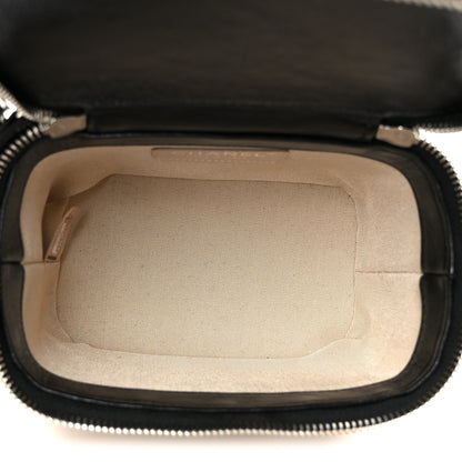 Chanel Calfskin Raffia Small Vanity Case Bag Black Beige 5 of 10
