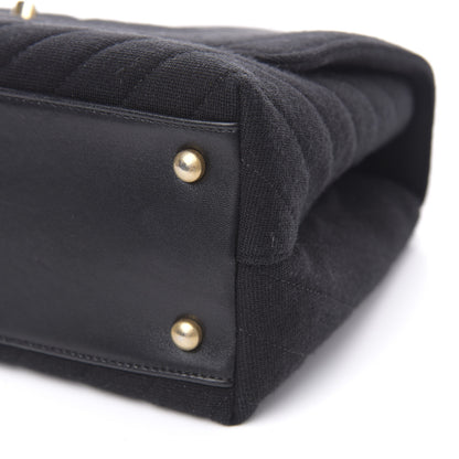 Chanel Jersey Chevron Quilted Small Coco Handle Flap Black 9 of 12