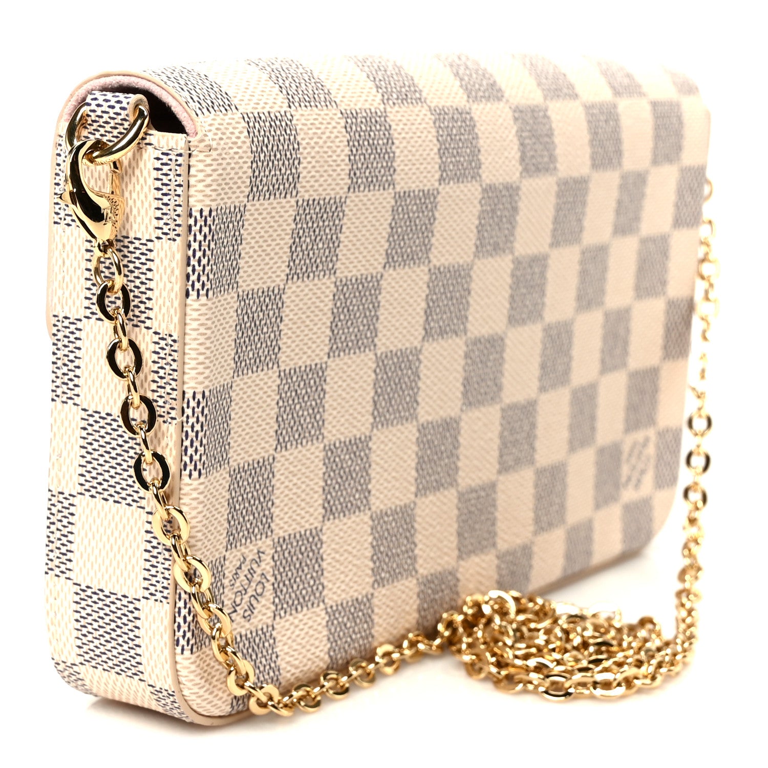 Louis Vuitton Damier Azur Pochette Felicie Chain Wallet Rose Ballerine 3 of 14