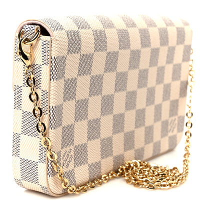 Louis Vuitton Damier Azur Pochette Felicie Chain Wallet Rose Ballerine 3 of 14