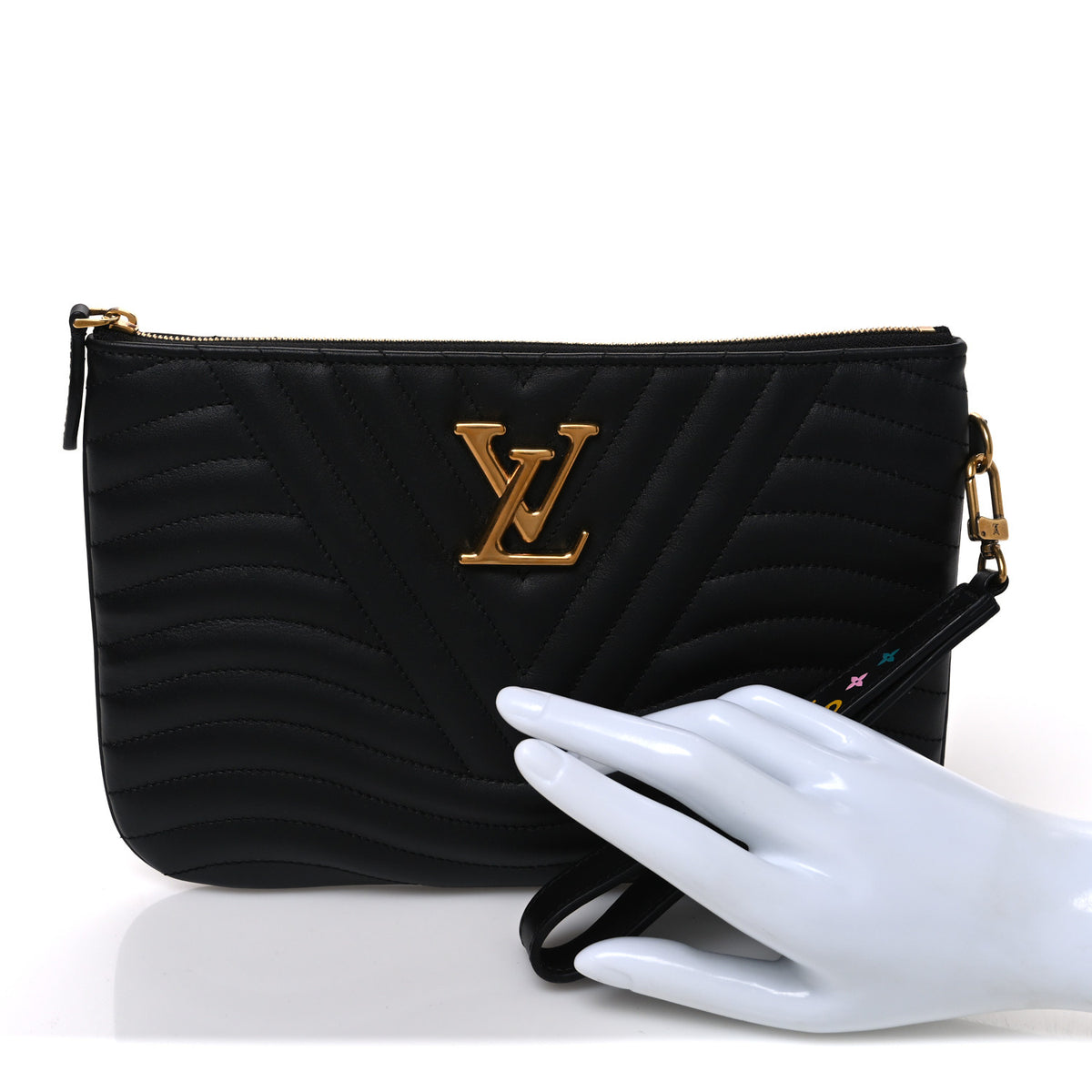 Calfskin New Wave Zipped Pochette Black