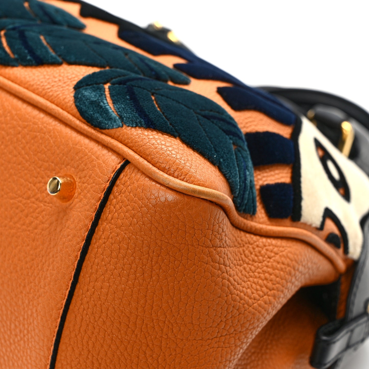 Calfskin Velvet Medium Milverton Satchel Copper Orange