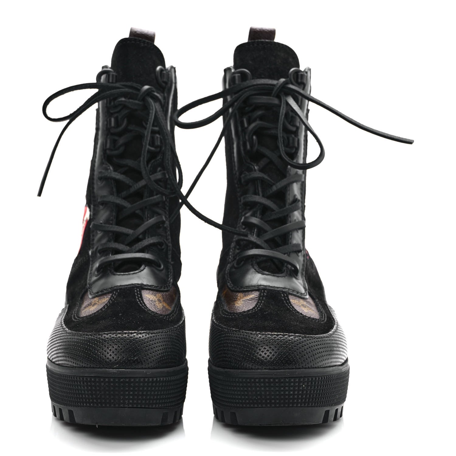 Louis Vuitton Suede Calfskin Monogram LV Black Heart Laureate Platform Desert Boots 37.5 Black 2 of 9