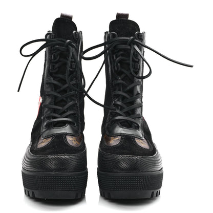 Louis Vuitton Suede Calfskin Monogram LV Black Heart Laureate Platform Desert Boots 37.5 Black 2 of 9