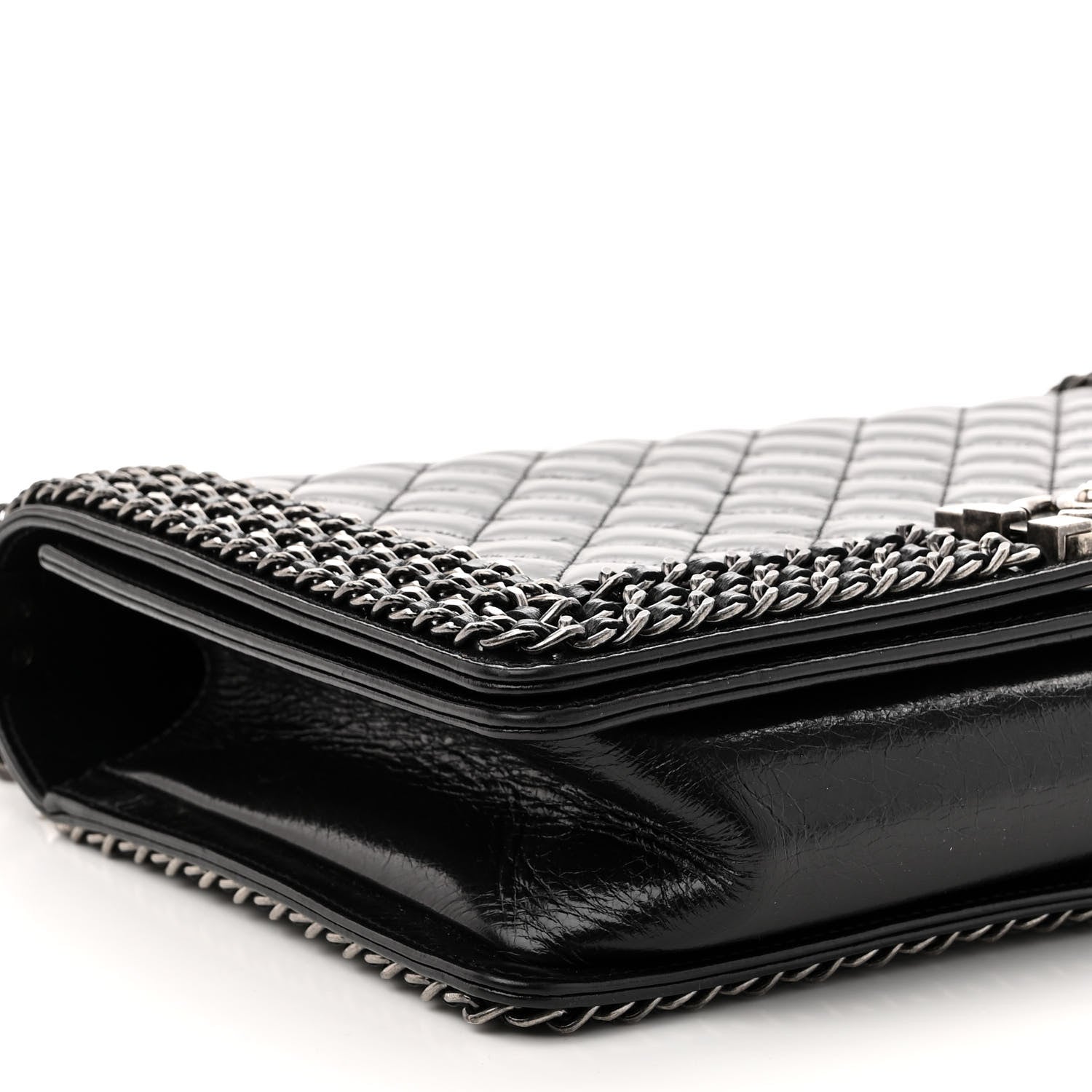 Chanel Glazed Calfskin Quilted New Medium Boy Chained Flap Black 9 of 11