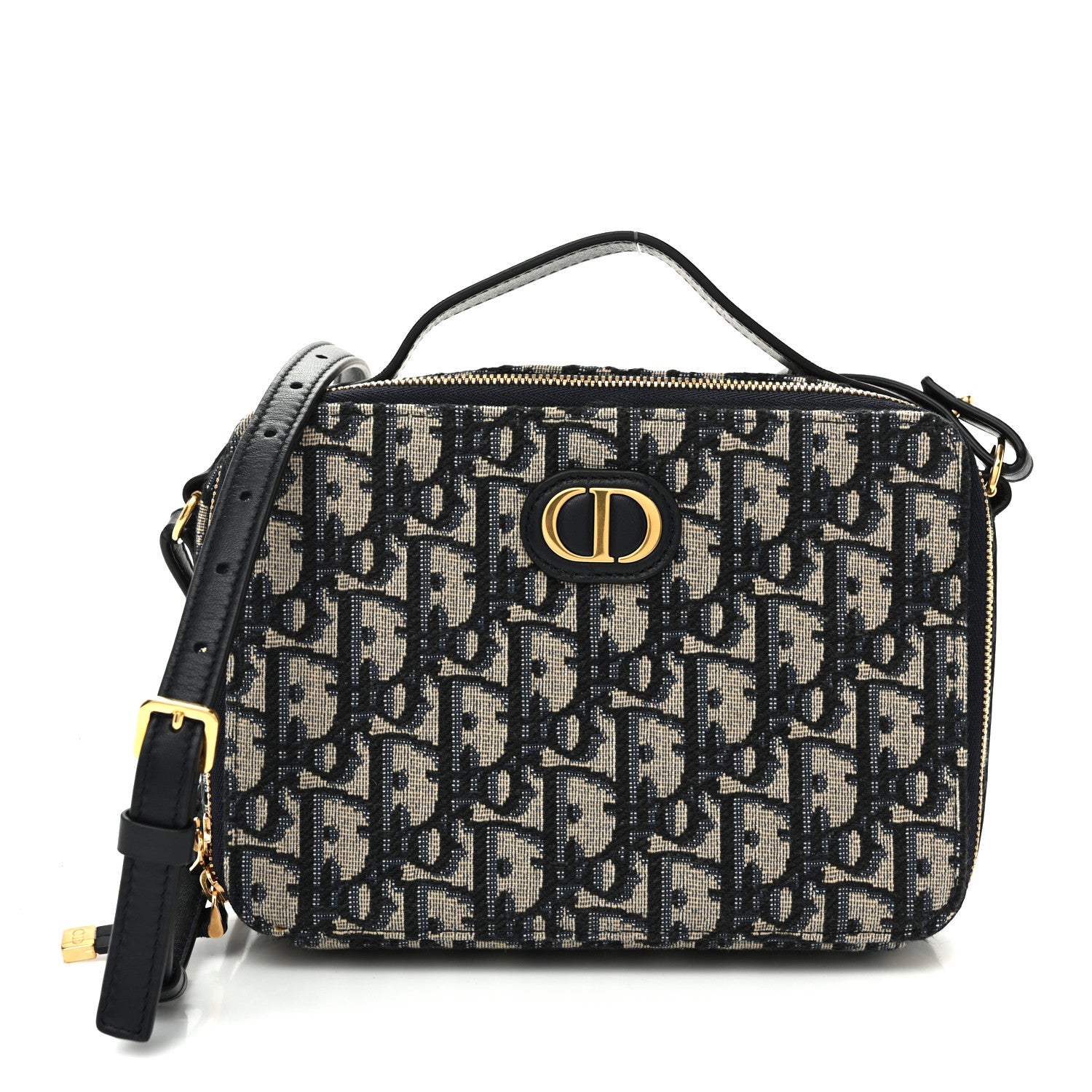 Christian Dior Oblique 30 Montaigne Top Handle Box Bag Blue 1 of 9
