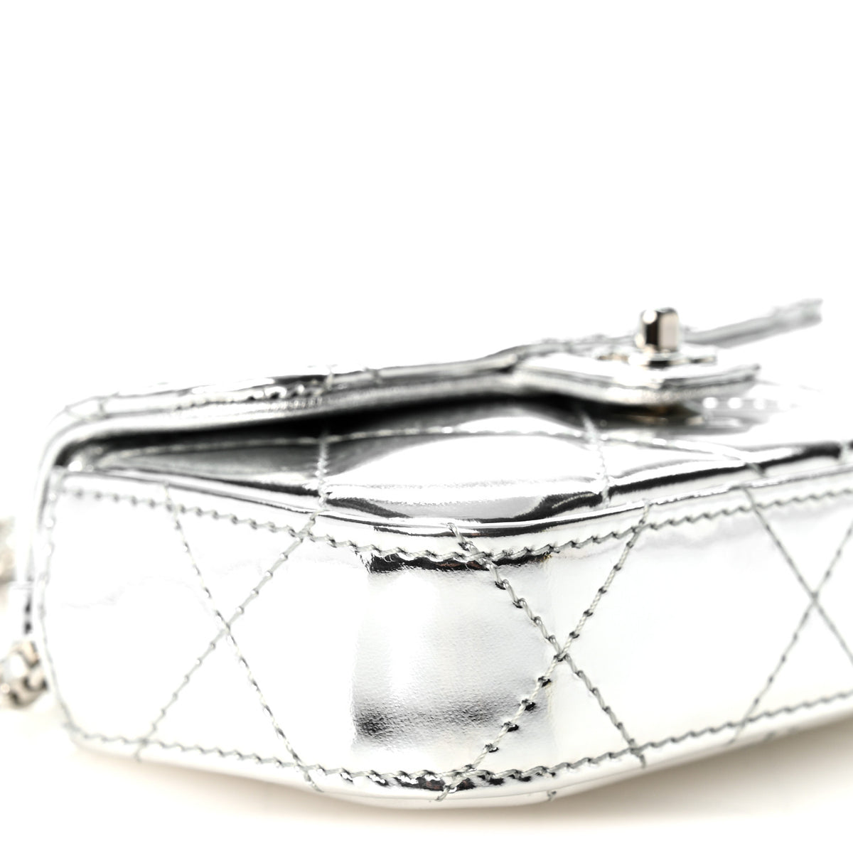Chanel Mirror Calfskin Small Top Handle Clutch With Chain Silver 9 of 11
