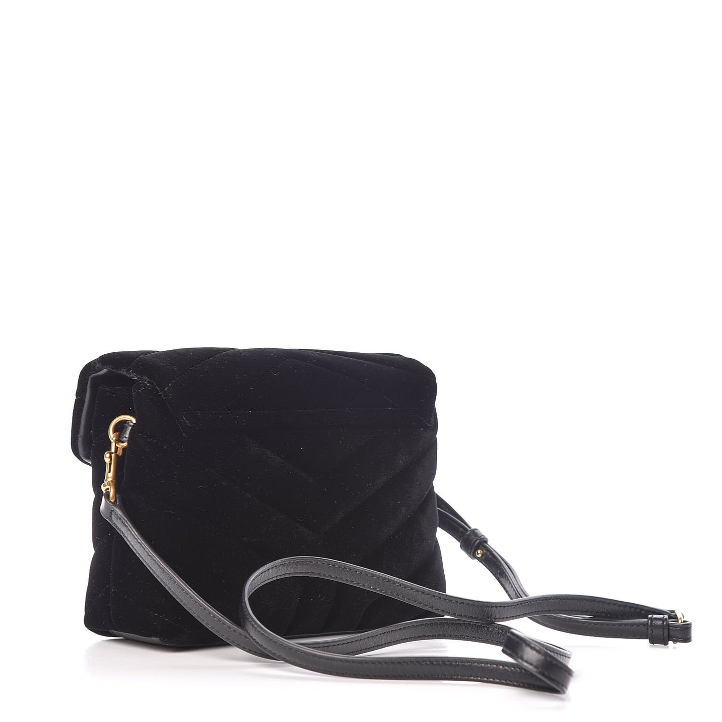 Velvet Y Quilted Monogram Toy Loulou Chain Satchel French Black