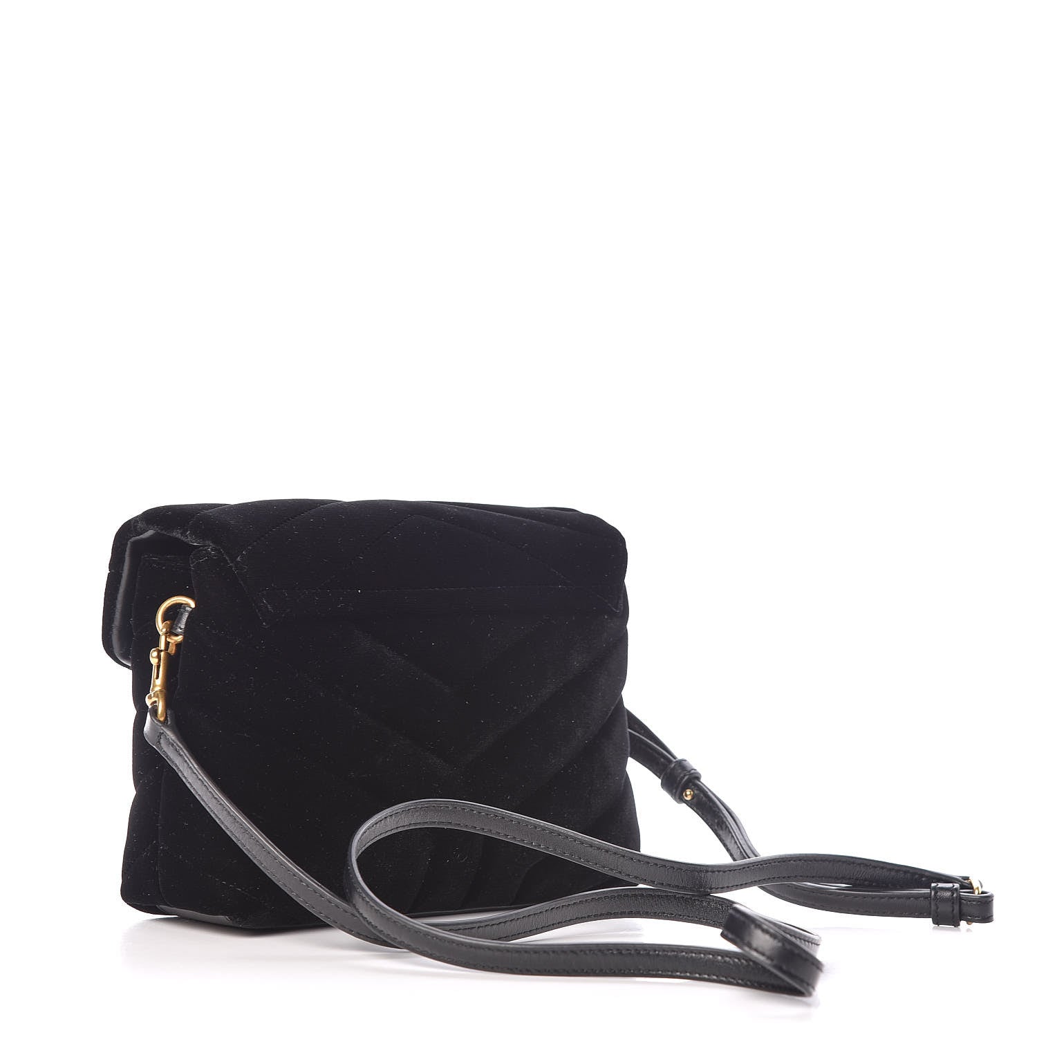 Saint Laurent Velvet Y Quilted Monogram Toy Loulou Chain Satchel French Black 3 of 10