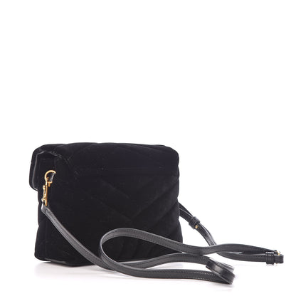 Saint Laurent Velvet Y Quilted Monogram Toy Loulou Chain Satchel French Black 3 of 10