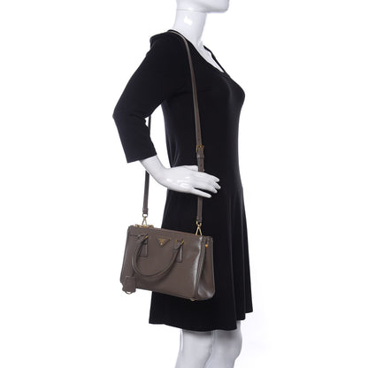 Prada Saffiano Vernice Mini Galleria Double Zip Tote Argilla 2 of 12