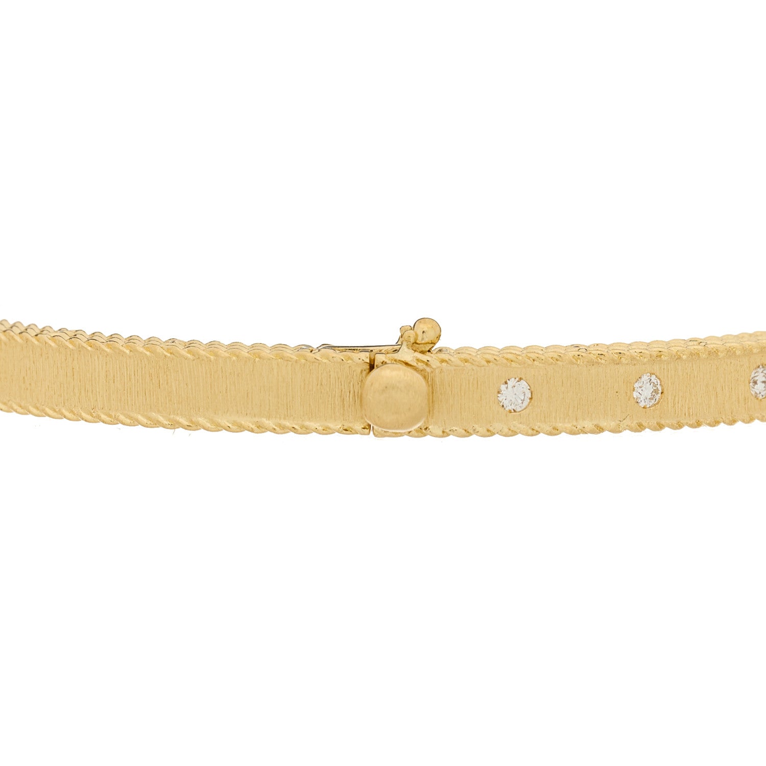 Roberto Coin 18K Yellow Gold Diamond Princess Hinged Bangle Bracelet 3 of 4