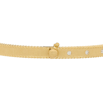 Roberto Coin 18K Yellow Gold Diamond Princess Hinged Bangle Bracelet 3 of 4