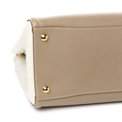 Prada Saffiano Lux Medium Bi-Color Tote Visone Talco 9 of 11