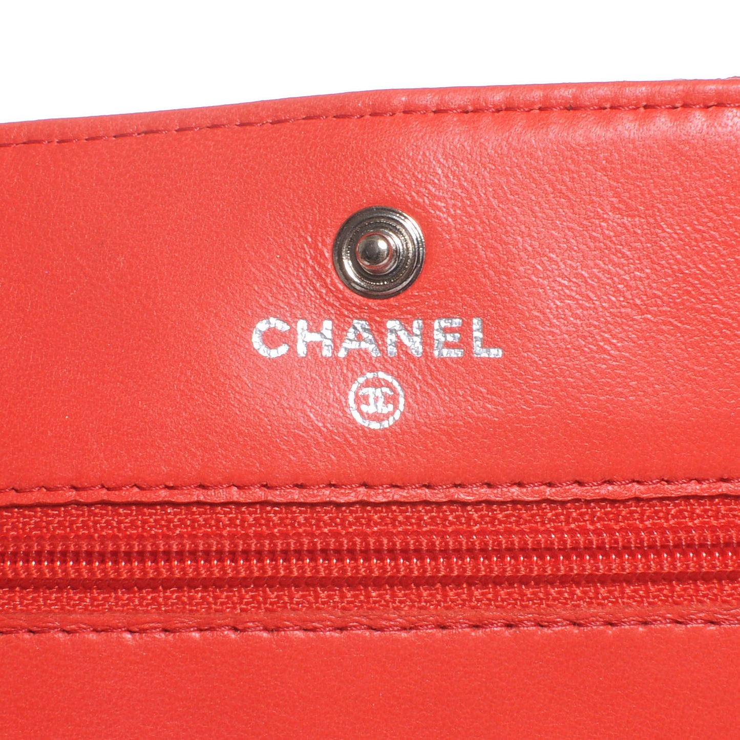 Lambskin Perforated Wallet on Chain WOC Red