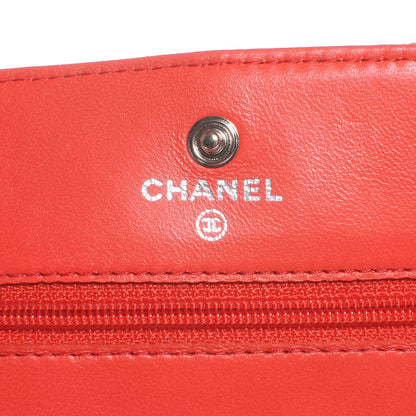 Chanel Lambskin Perforated Wallet on Chain WOC Red 5 of 8