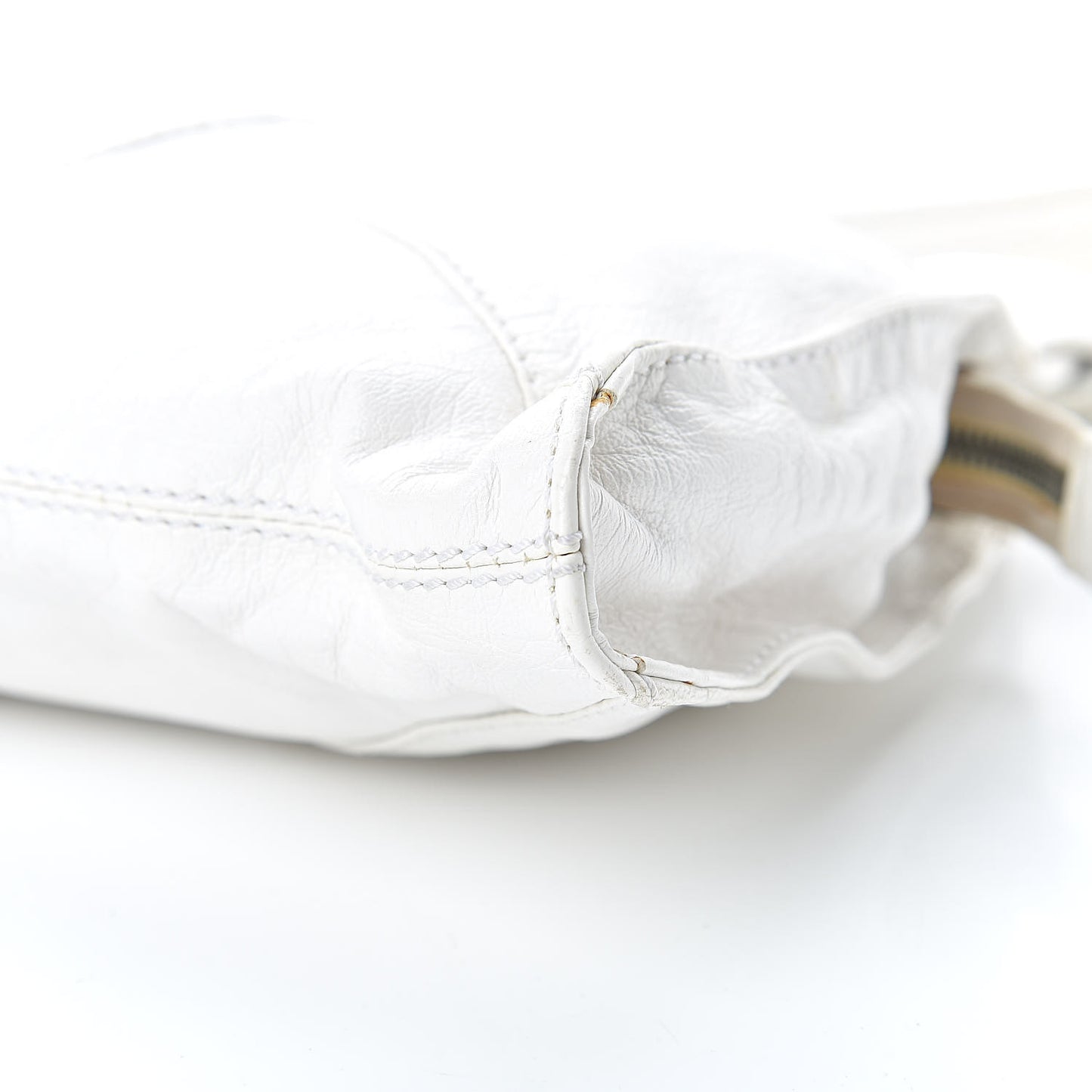 Laminated Calfskin Small Devil Trapezio Tote White