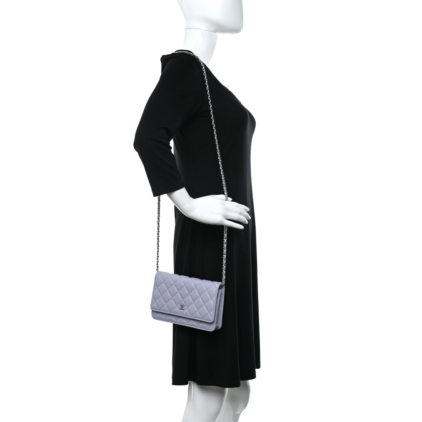 Caviar Quilted Wallet On Chain WOC Light Purple