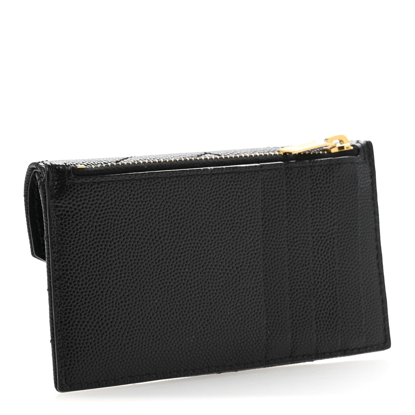 Grain De Poudre Matelasse Chevron Monogram Compact Wallet Black