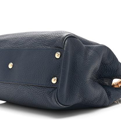 Gucci Calfskin Small Bamboo Shopper Tote Navy 11 of 11