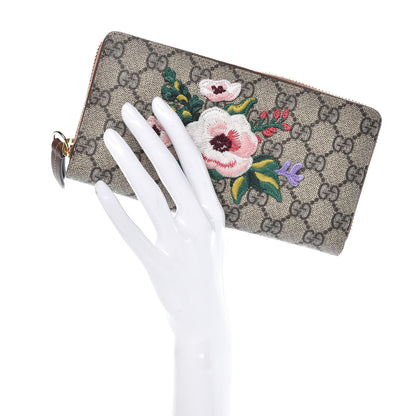 Gucci GG Supreme Monogram Garden Embroidered Zip Around Wallet 2 of 8