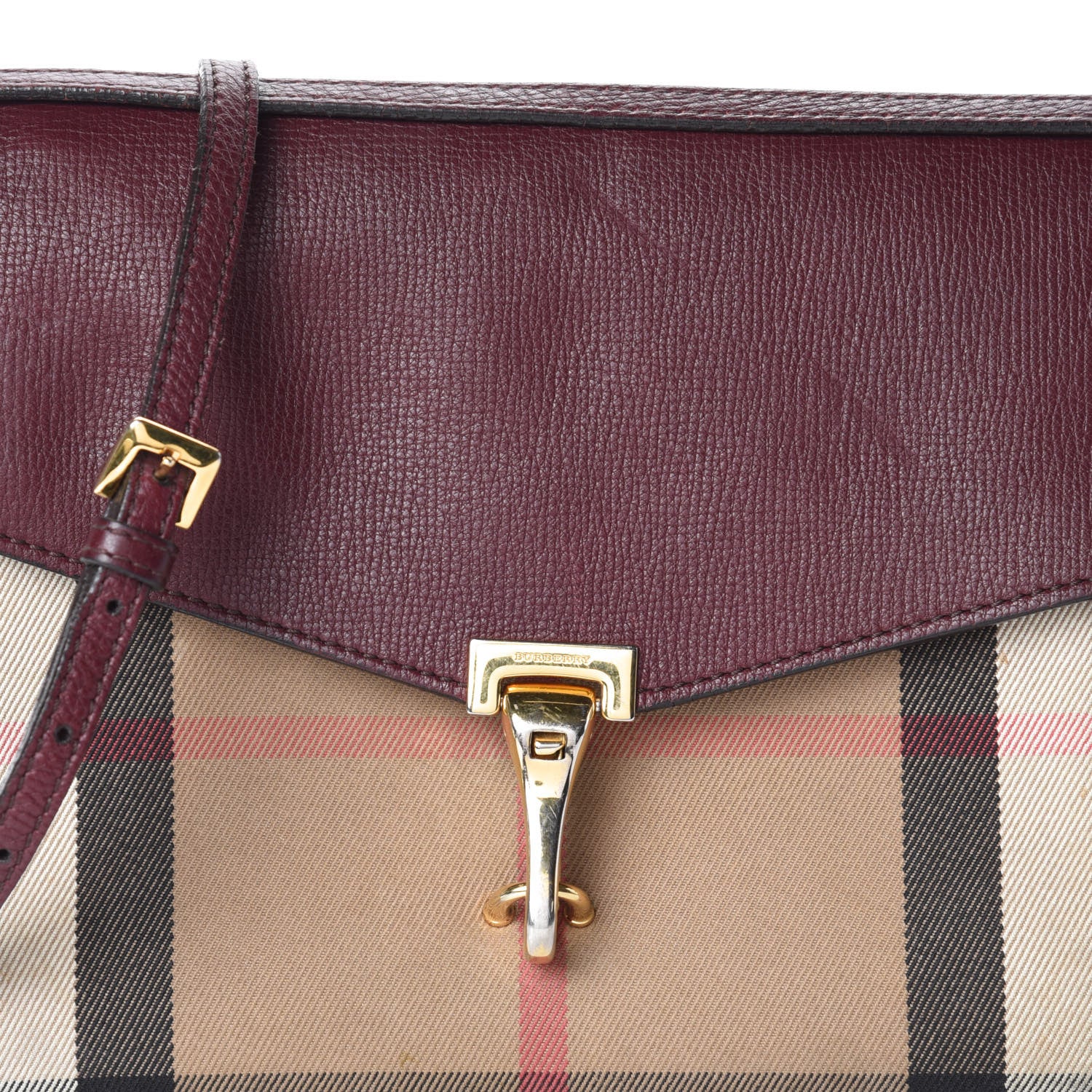 Burberry Derby Calfskin House Check Small Macken Crossbody Bag Mahogany Red 10 of 14