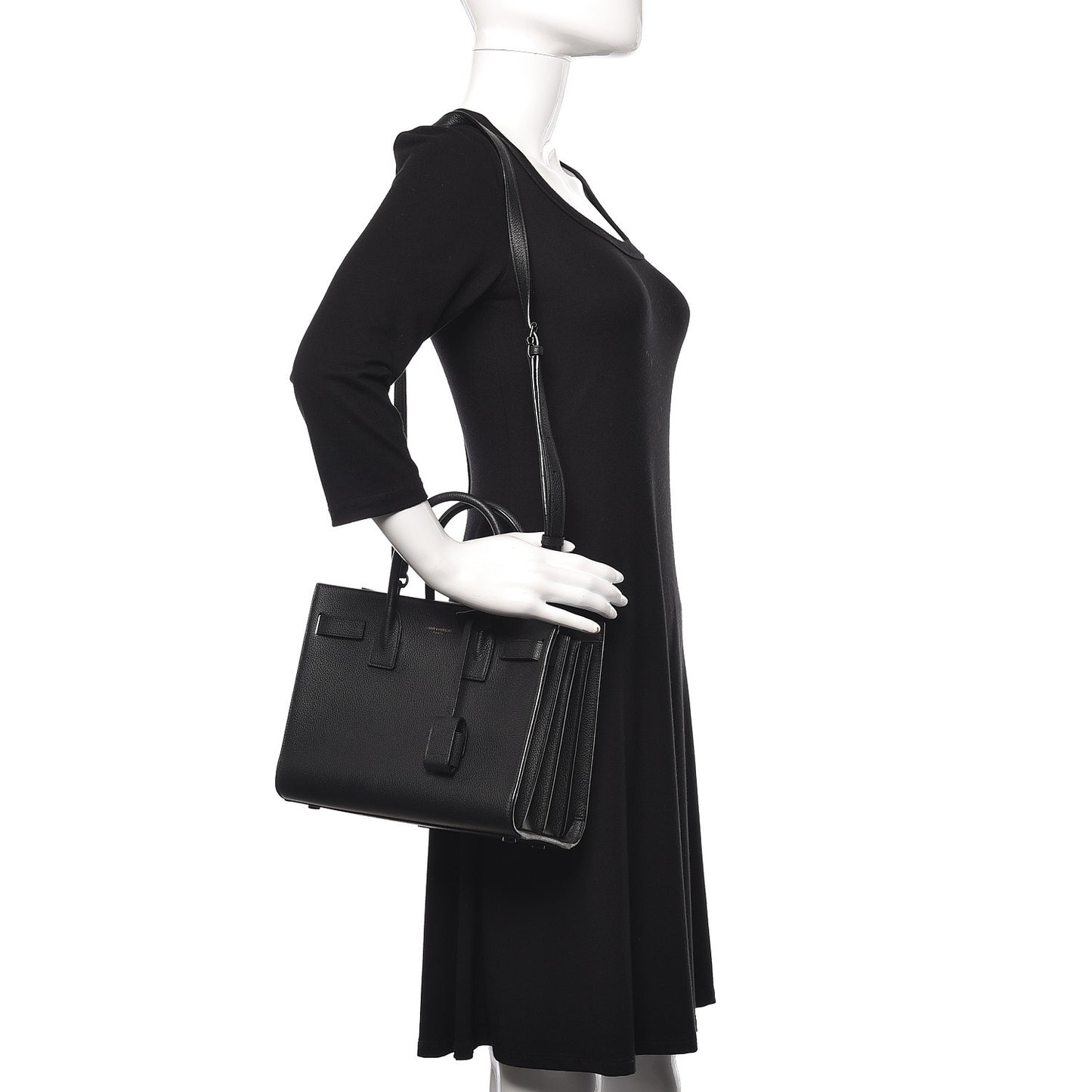 Grained Calfskin Baby Sac De Jour Black