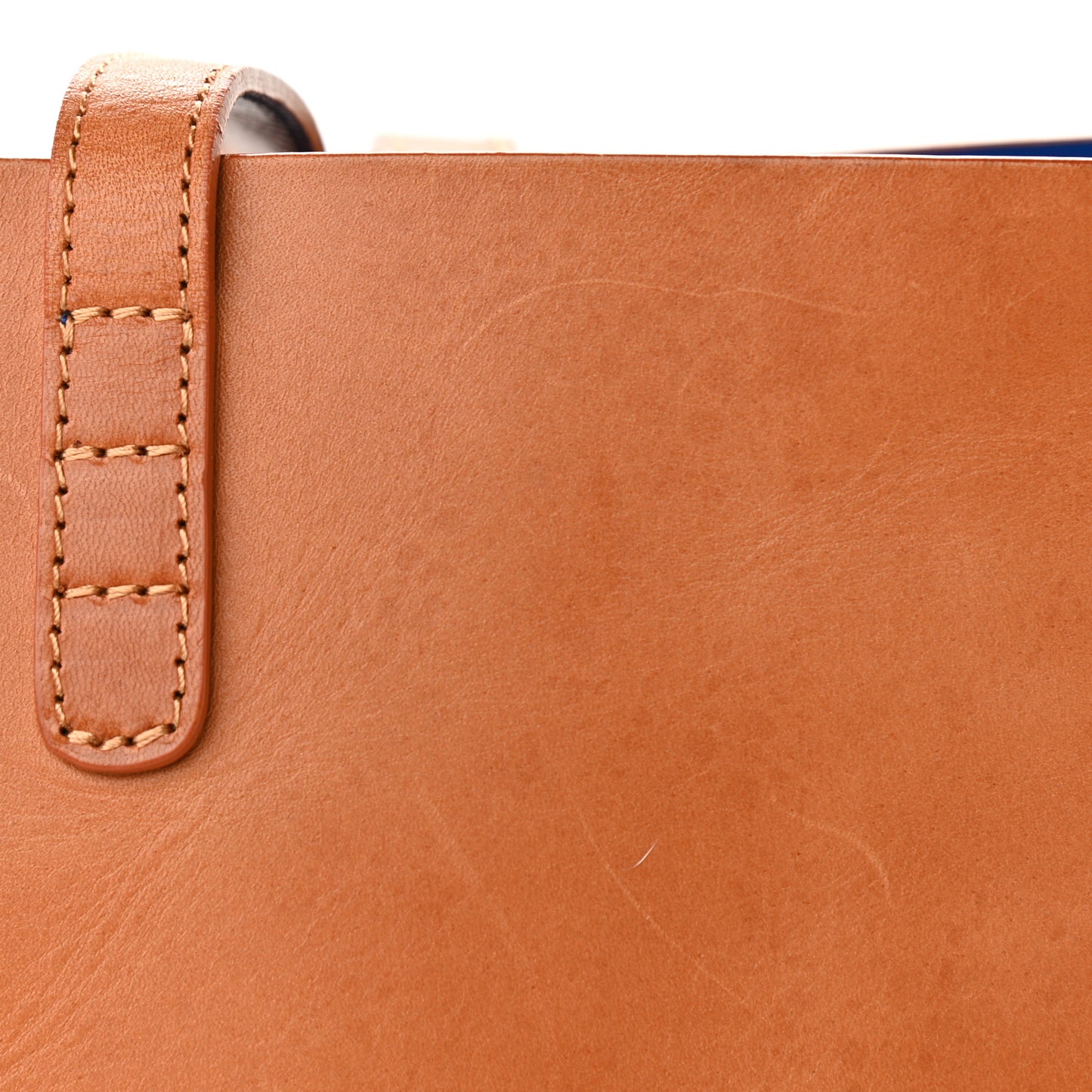 Vegetable Tanned Calfskin Large Shopping Bag Camello Blue