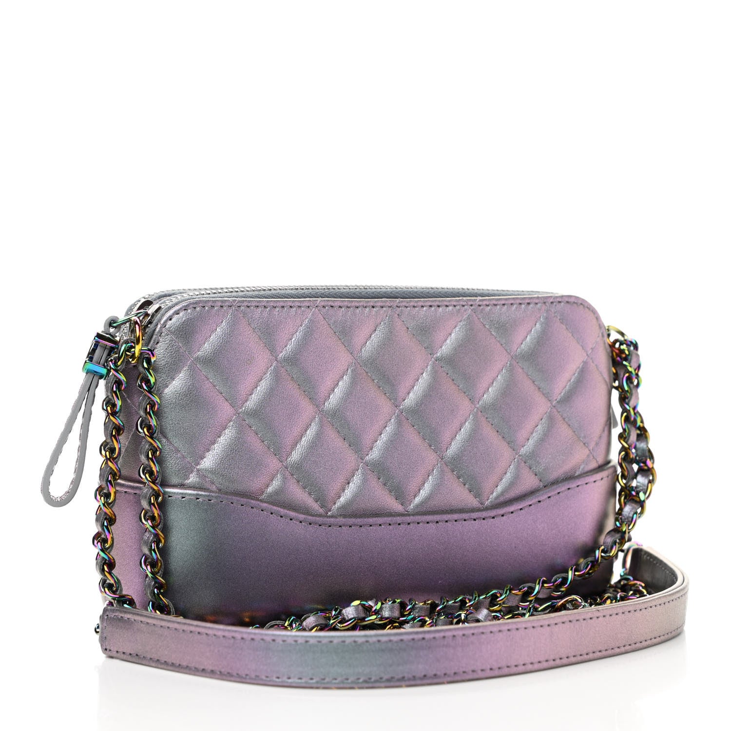 Chanel Iridescent Lambskin Calfskin Quilted Small Gabrielle Clutch With Chain Light Purple 3 of 12