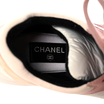 Chanel Nylon Lambskin Suede Calfskin CC Sneakers 40 Pink White Black 6 of 6