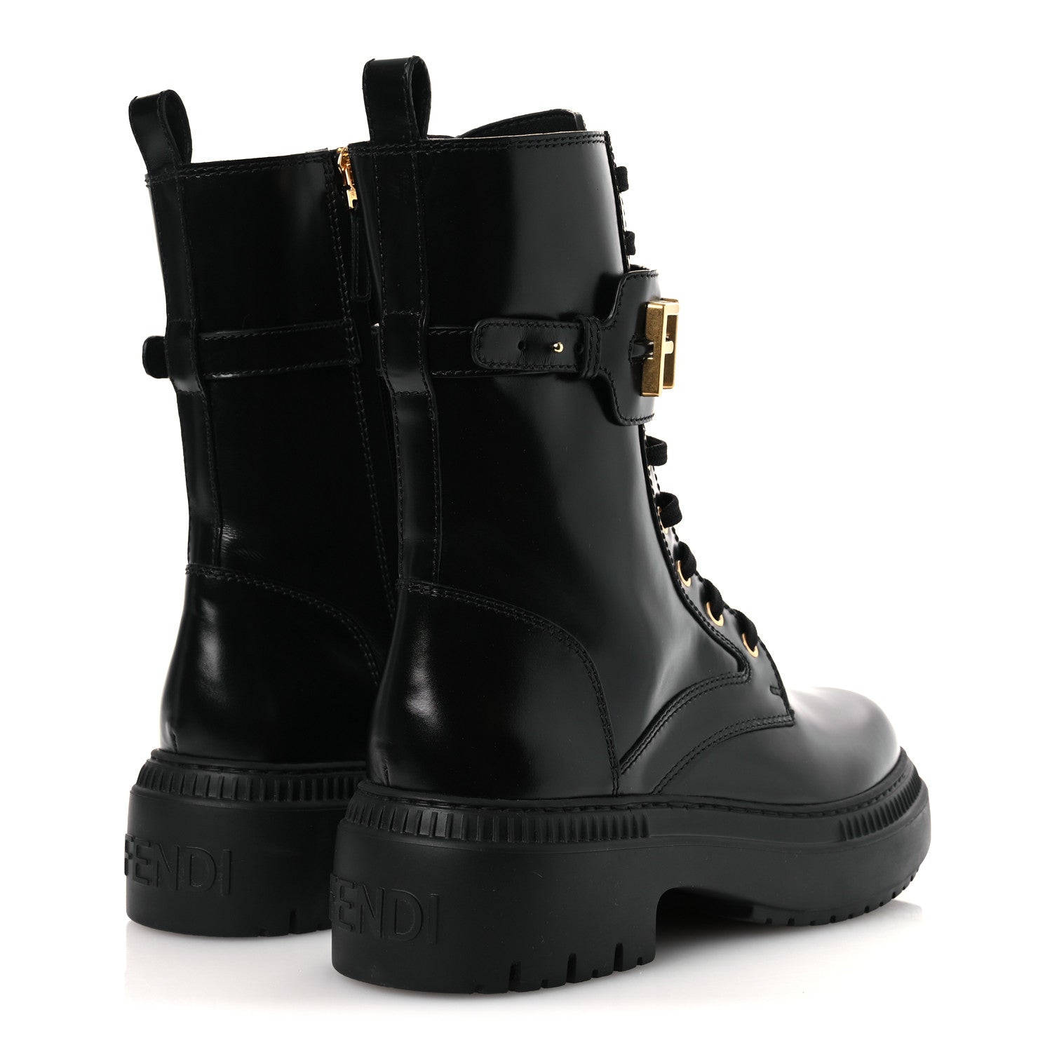 Fendi Vitello Abrasivato Fendigraphy 50mm Biker Boots Black 40