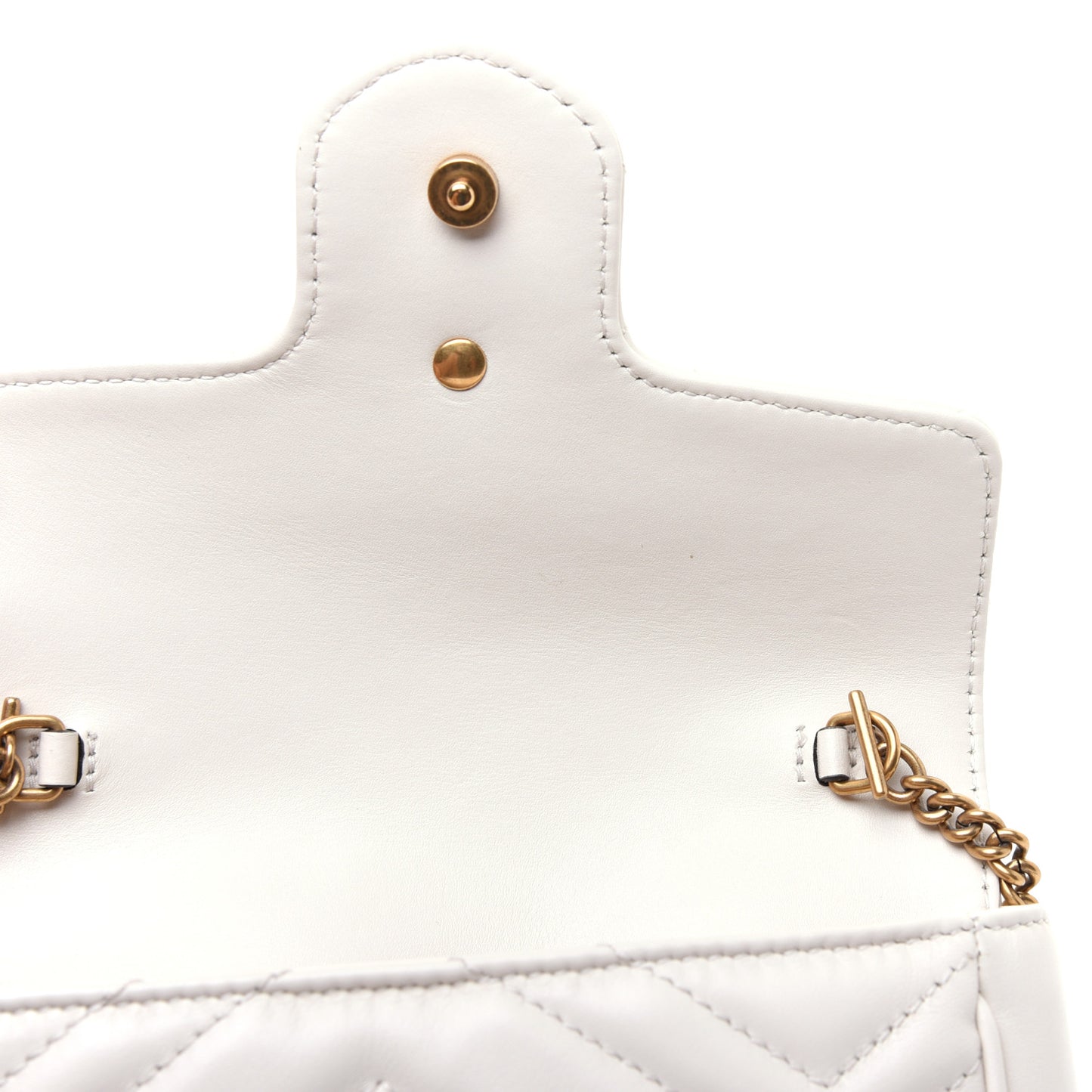 Calfskin Matelasse Super Mini GG Marmont Shoulder Bag White
