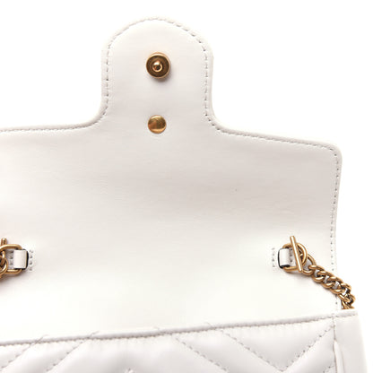 Gucci Calfskin Matelasse Super Mini GG Marmont Shoulder Bag White 10 of 14