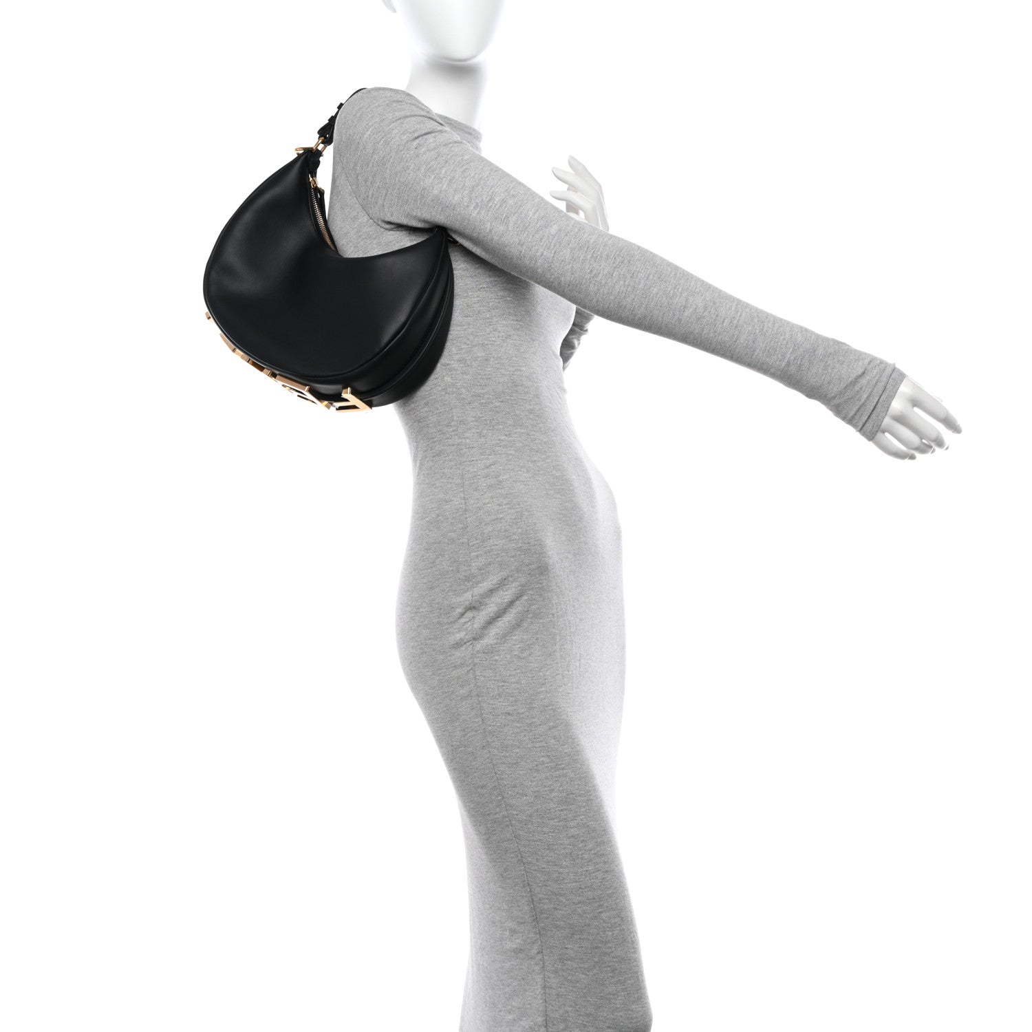 Fendi Vitello Grace Matte Small Fendigraphy Hobo Bag Black 2 of 10