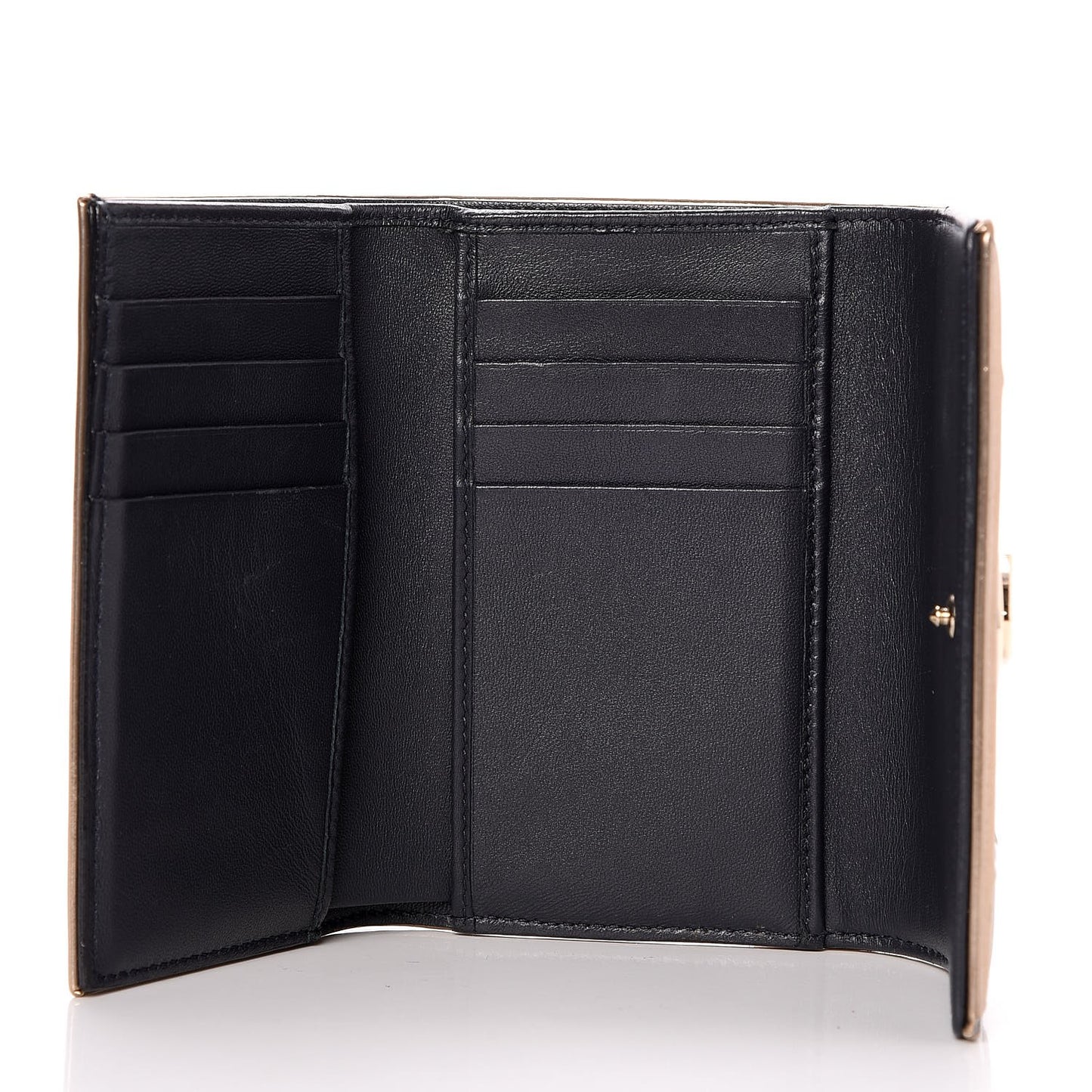 Metallic Patent Micro-Cannage Diorama Elancee Wallet Gold