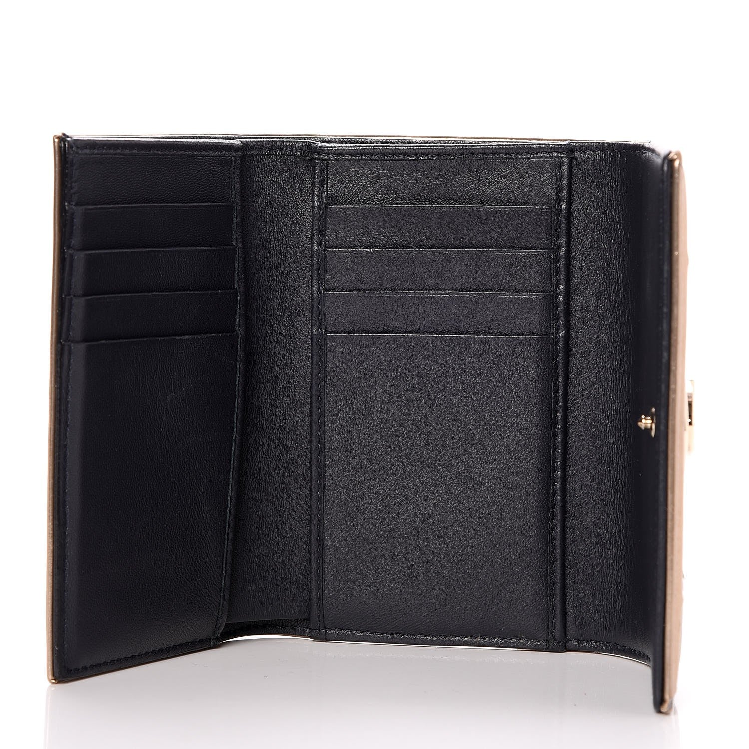 Christian Dior Metallic Patent Micro-Cannage Diorama Elancee Wallet Gold 6 of 8