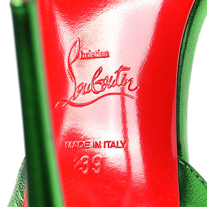 Christian Louboutin Metallic Calfskin O Marylin 100 Slingback Sandal Heels 39 Spinach 6 of 8