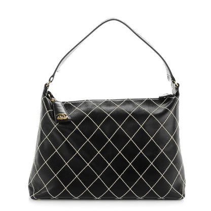 Chanel Calfskin Diamond Stitch Surpique Shoulder Bag Black 1 of 7