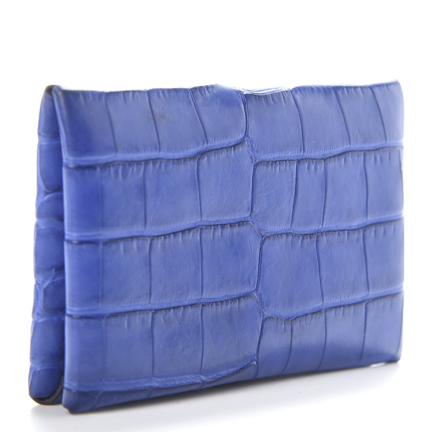 Hermes Matte Alligator Calvi Card Case Bleu Electrique 3 of 6