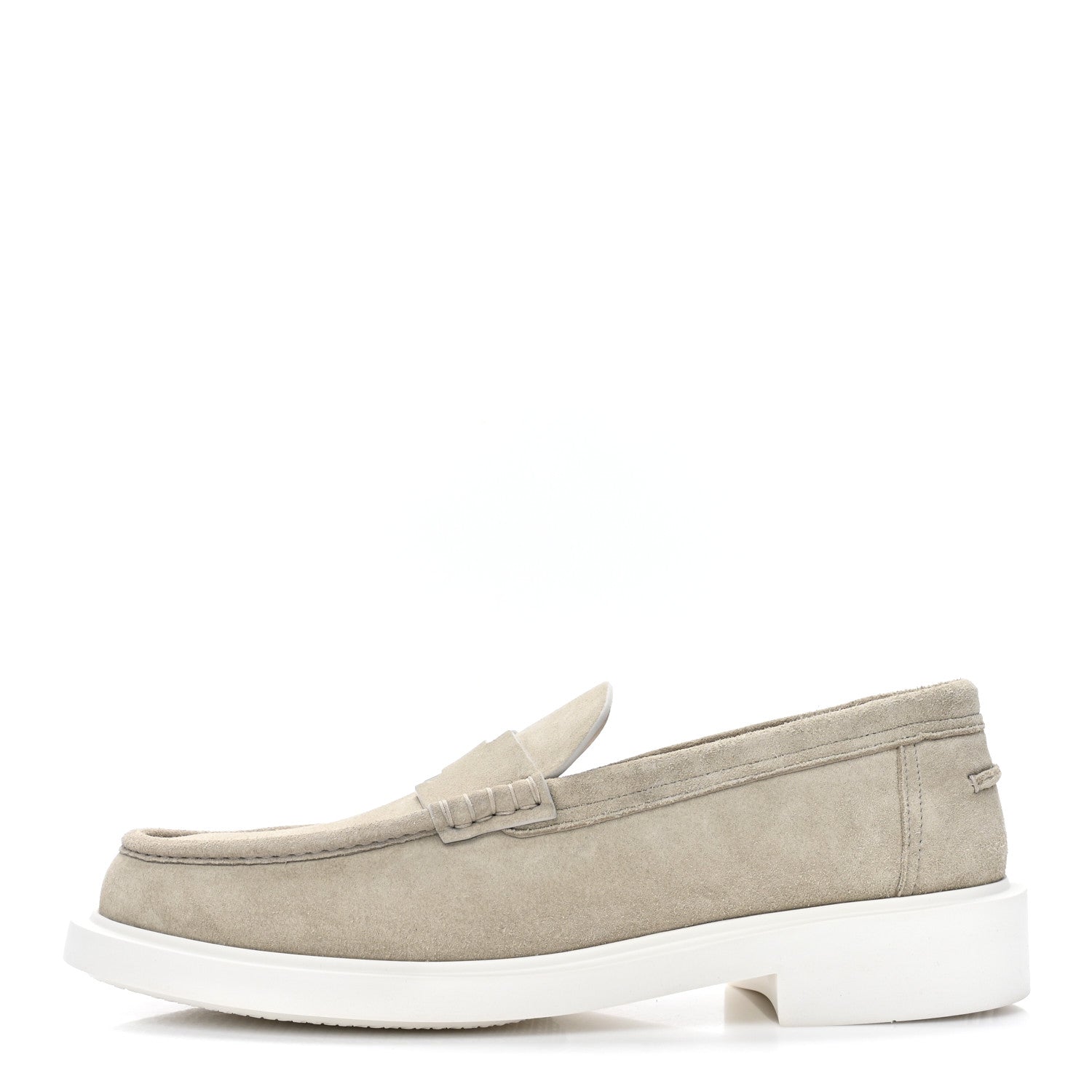 Hermes Suede Goatskin Mens Guillaume Loafers 43.5 Beige Argile 1 of 9