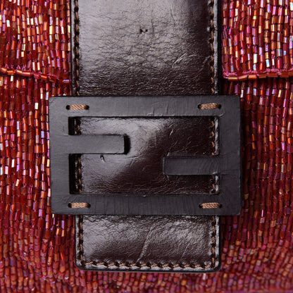 Fendi Beaded Baguette Red Pink 7 of 9