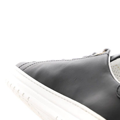 Prada Vitello Soft Metal Triangle Logo Womens Edge Low Top 30mm Sneakers 39 Black White 9 of 10