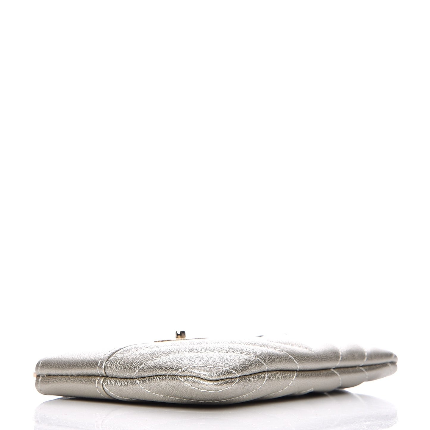 Metallic Sheepskin Chevron Quilted Small Vintage Mademoiselle Cosmetic Case Light Gold