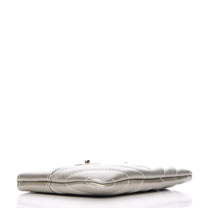 Chanel Metallic Sheepskin Chevron Quilted Small Vintage Mademoiselle Cosmetic Case Light Gold 4 of 8