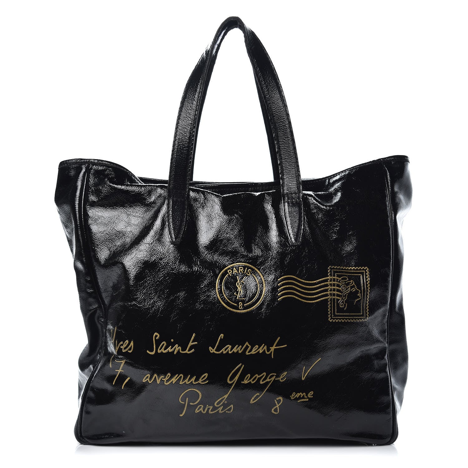 Saint Laurent Textured Patent Large Y-Mail Tote Black 1 of 13