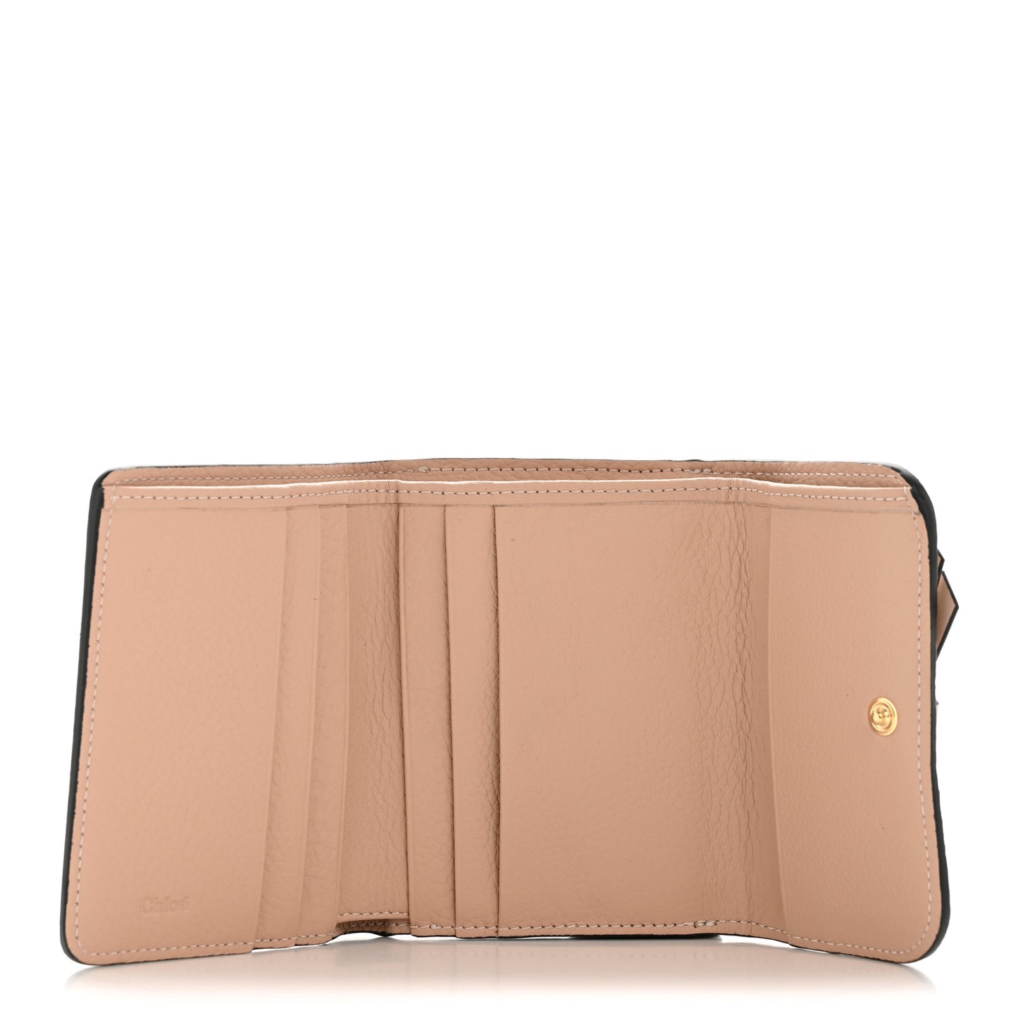 Grained Calfskin Alphabet Mini Trifold Wallet Cement Pink