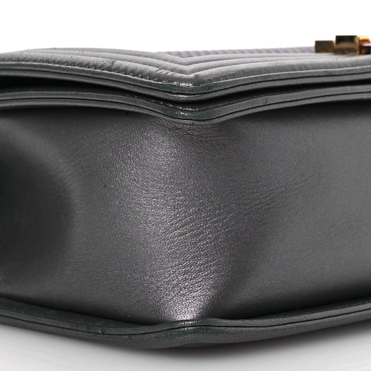 Lambskin Embossed Medium Boy Cube Flap Grey