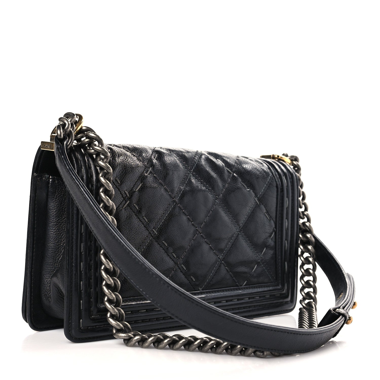 Chanel Calfskin Double Stitch Medium Boy Flap Black 3 of 9