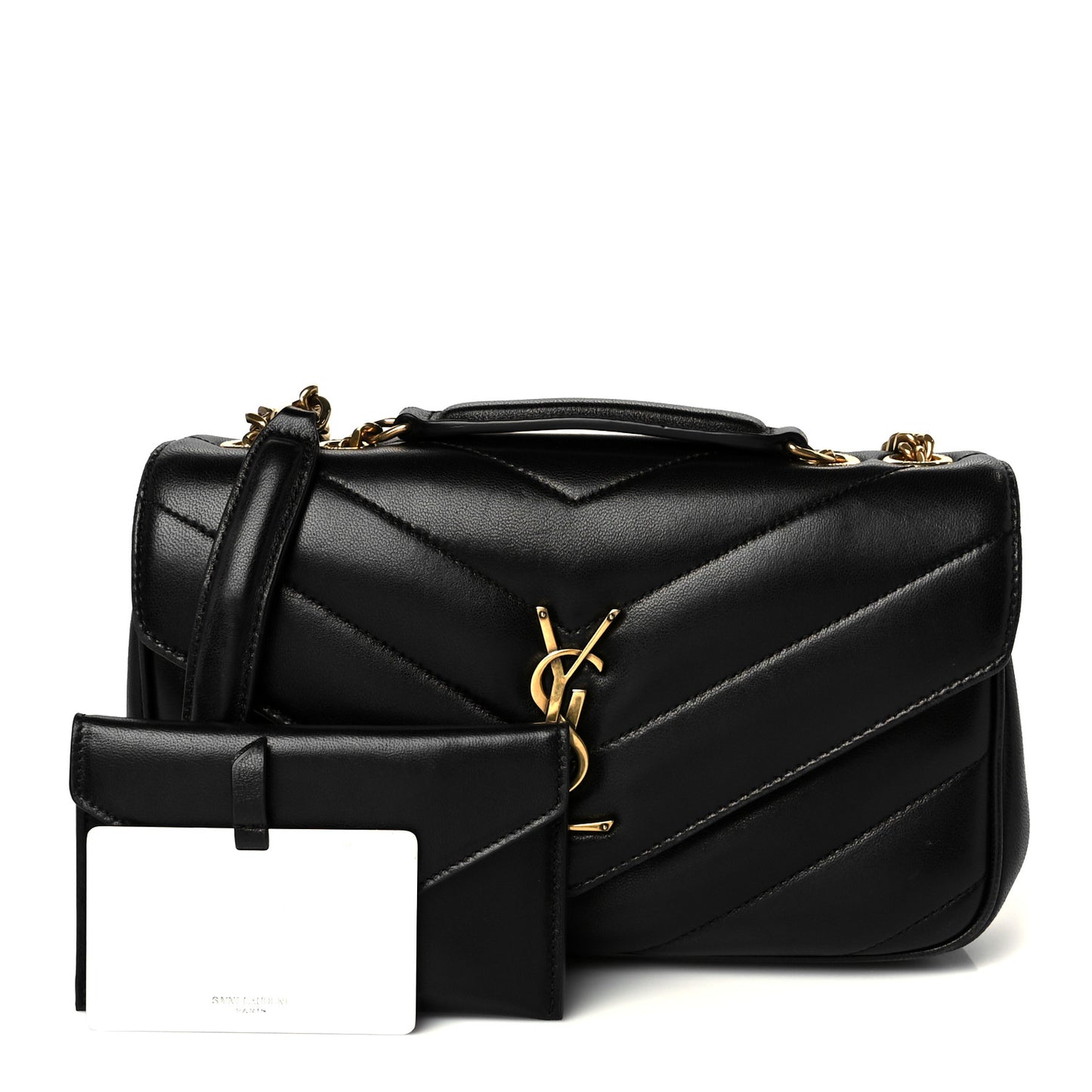 Lambskin Chevron Quilted Small Loulou Black