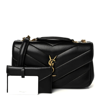 Saint Laurent Lambskin Chevron Quilted Small Loulou Black 3 of 13